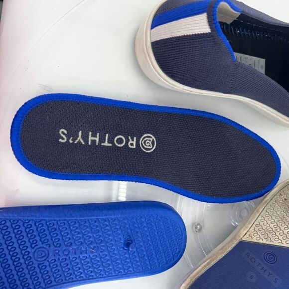 Rothy's Women's The Original Slip On Sneaker Size 6 Blue White Knit Shoe - Picture 10 of 14